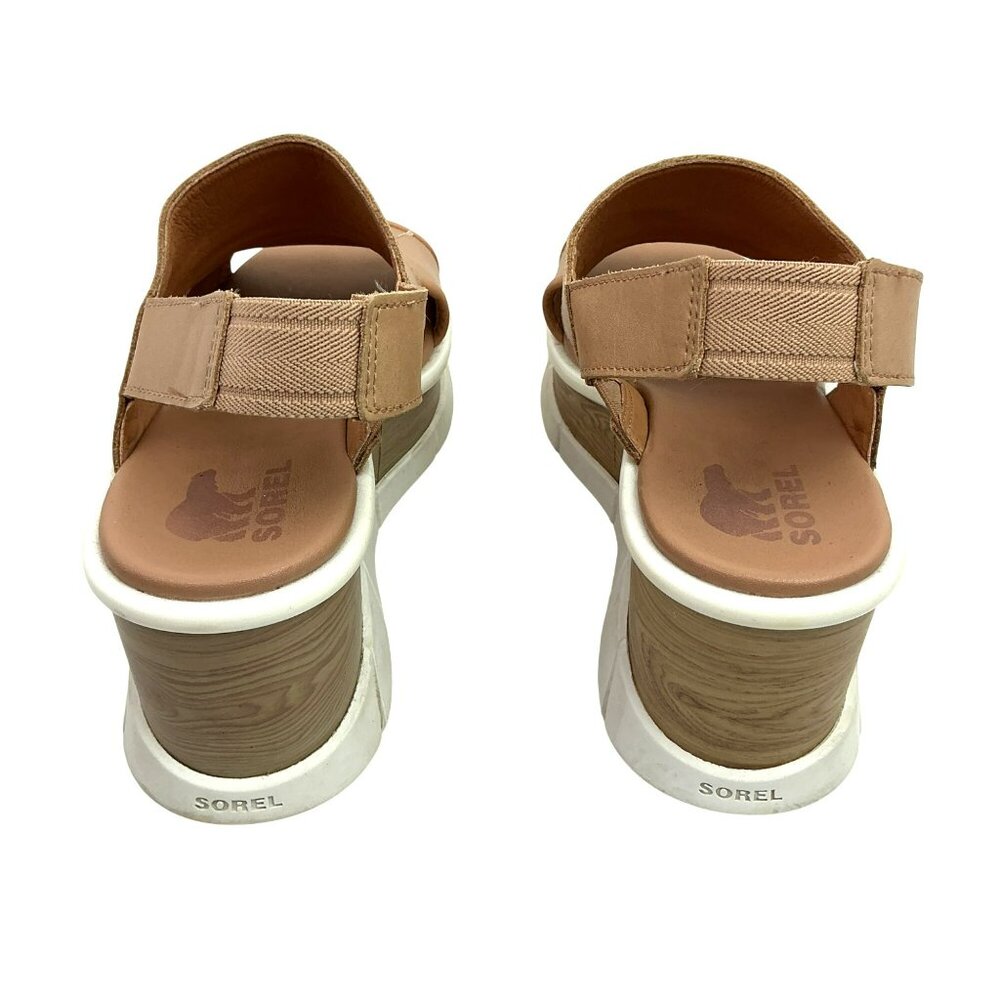 Sorel Joanie lll Slingback Wedge Leather Platform Sandals Womens 7.5 Beige - Picture 7 of 13